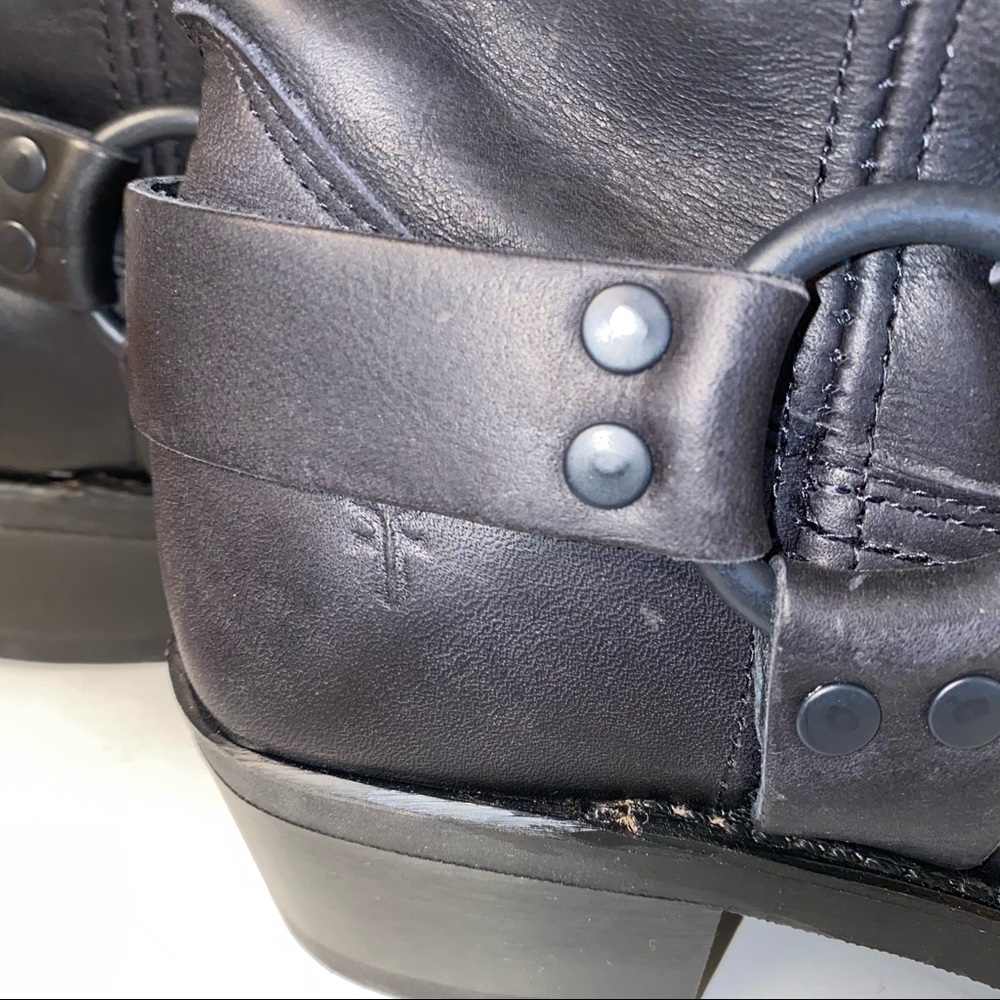 Frye Black Leather Harness Moto Boots - Picture 5 of 8